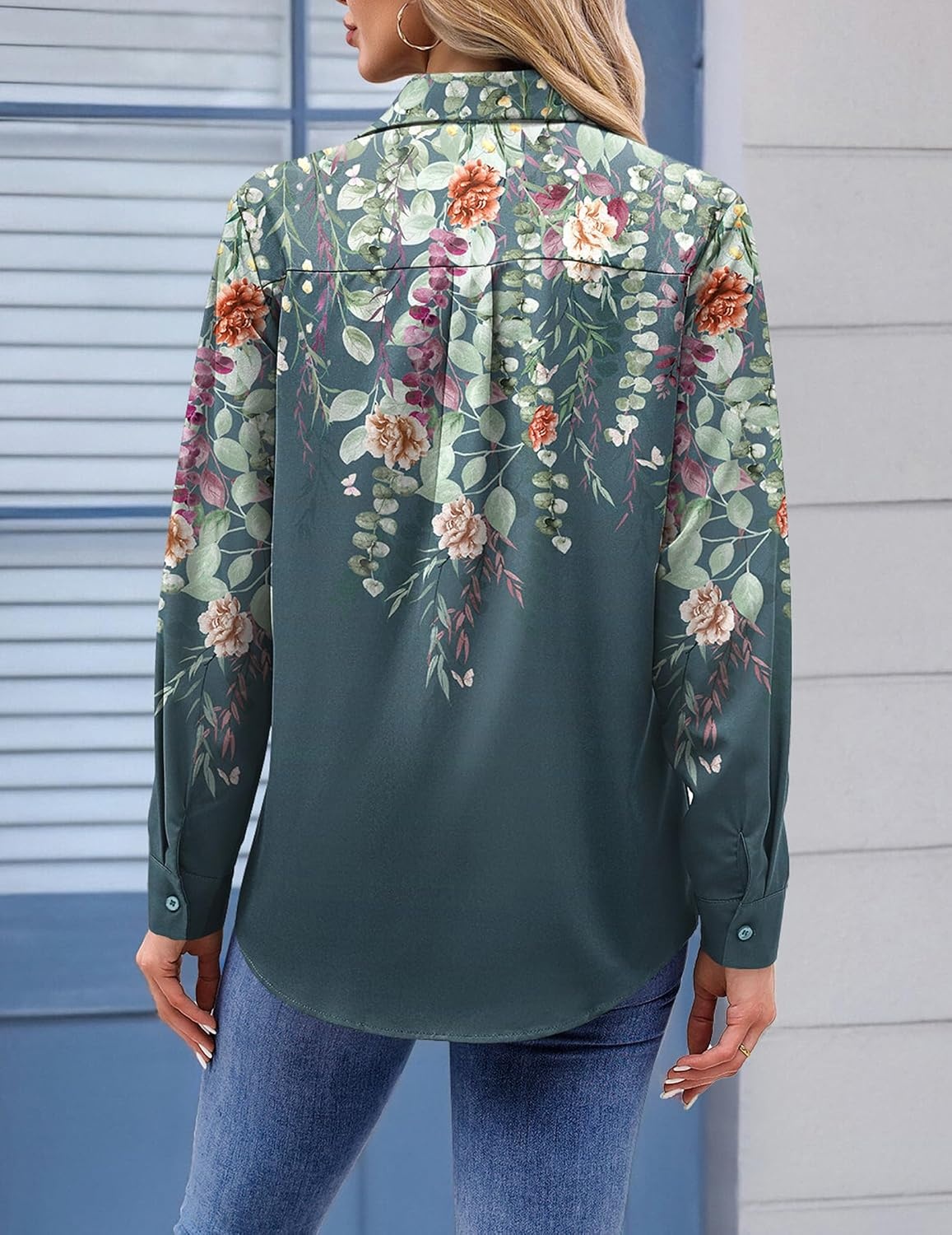 image:imageZeagoo Womens Floral Button Down Shirt Long Sleeve Work Blouse with PocketLwf71