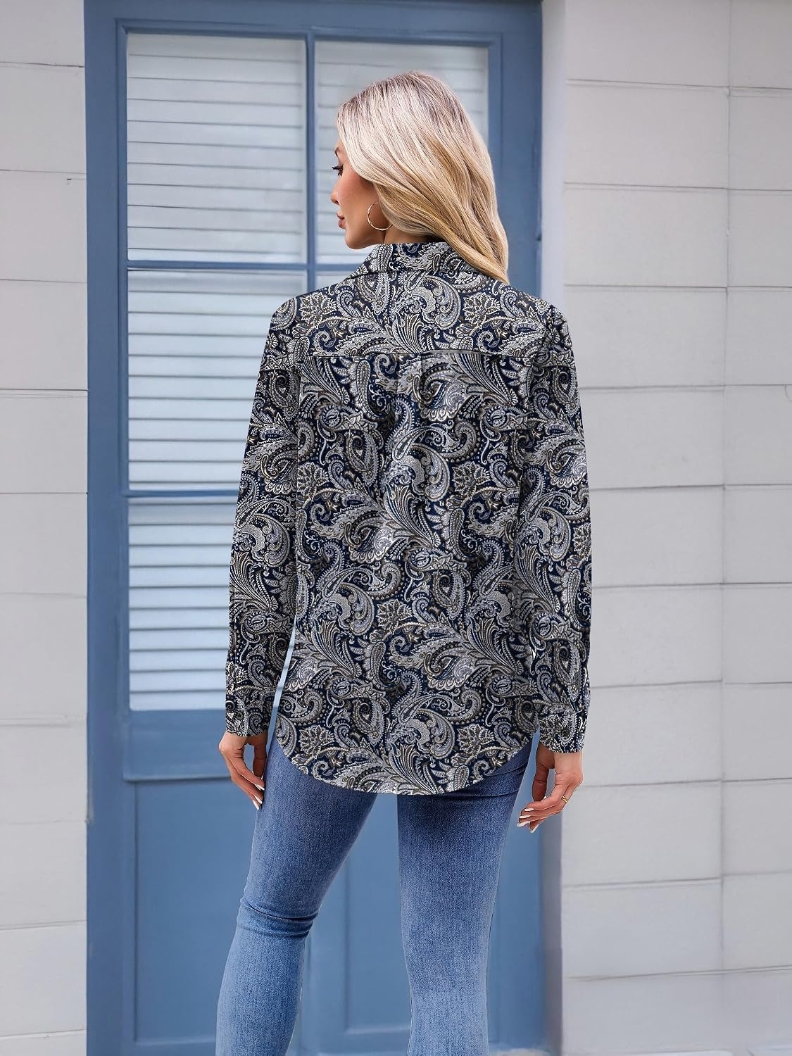 image:imageZeagoo Womens Floral Button Down Shirt Long Sleeve Work Blouse with PocketMz473