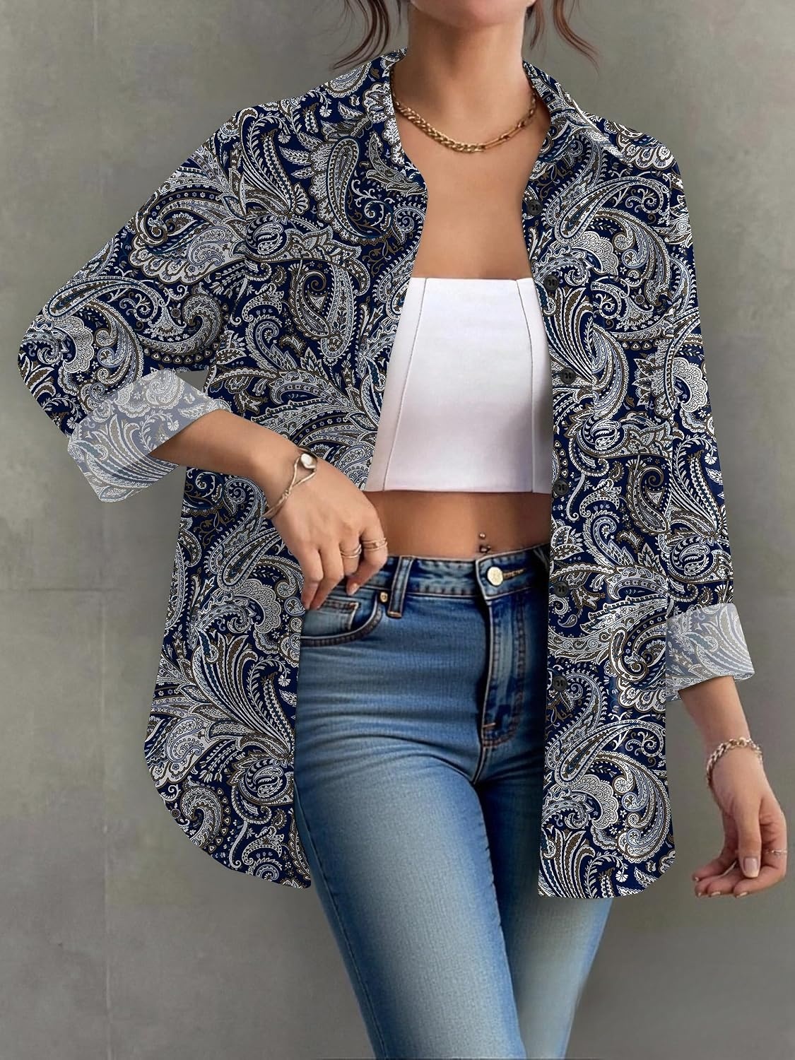 image:imageZeagoo Womens Floral Button Down Shirt Long Sleeve Work Blouse with PocketMz473