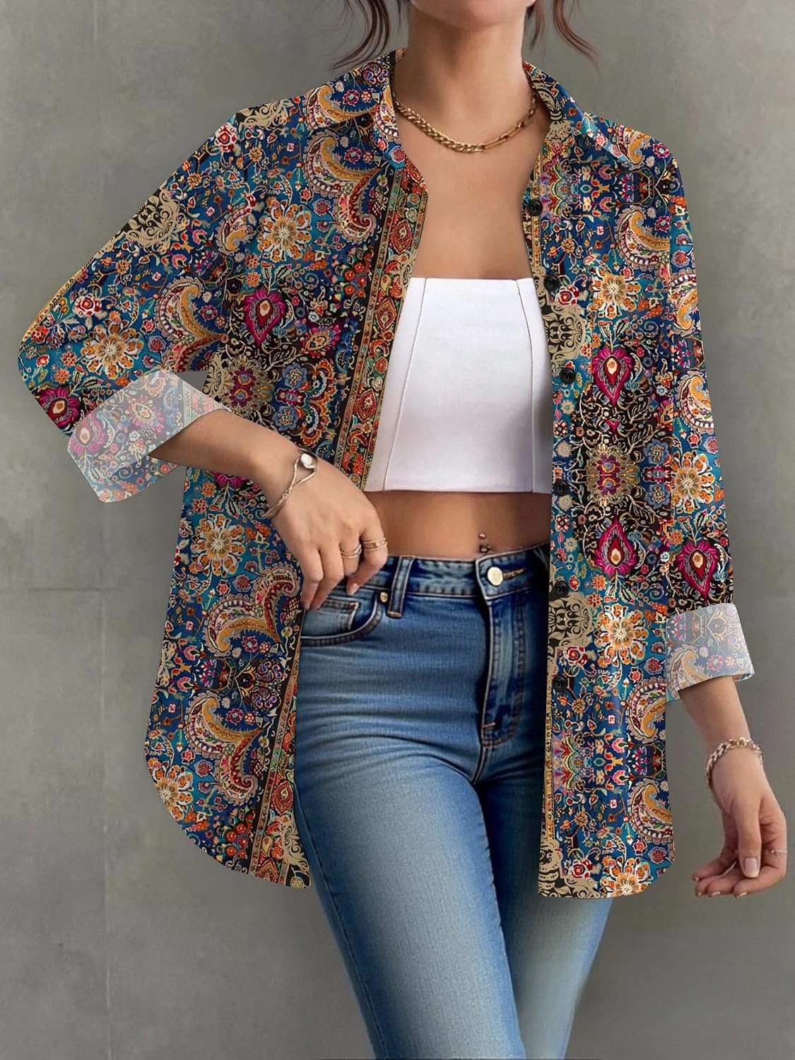 image:imageZeagoo Womens Floral Button Down Shirt Long Sleeve Work Blouse with PocketMz721
