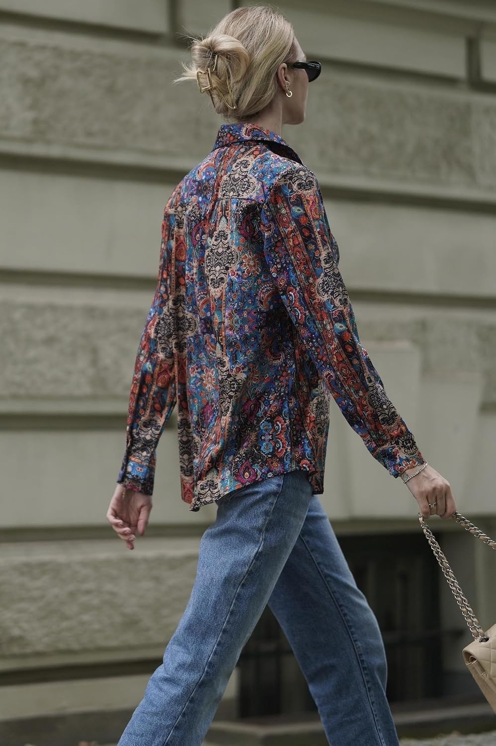 image:imageZeagoo Womens Floral Button Down Shirt Long Sleeve Work Blouse with PocketMz721