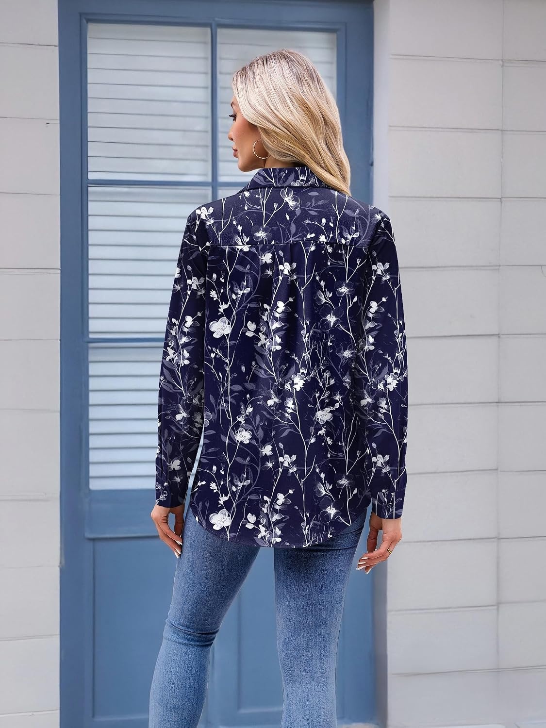 image:imageZeagoo Womens Floral Button Down Shirt Long Sleeve Work Blouse with PocketSf180