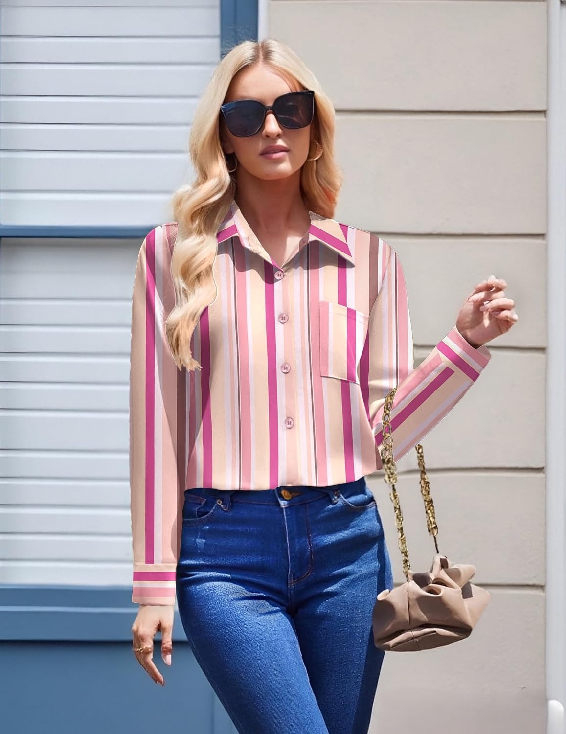 image:imageZeagoo Womens Floral Button Down Shirt Long Sleeve Work Blouse with PocketTz269