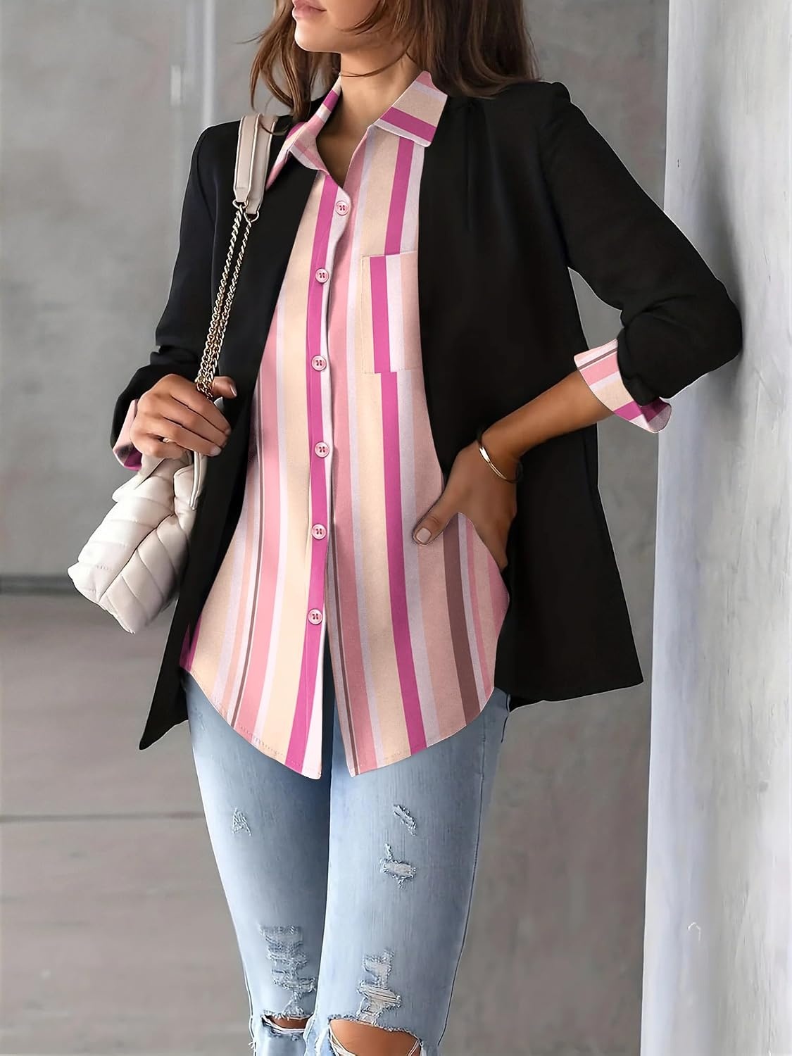 image:imageZeagoo Womens Floral Button Down Shirt Long Sleeve Work Blouse with PocketTz269