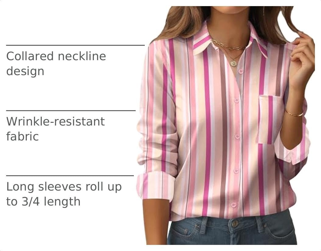 image:imageZeagoo Womens Floral Button Down Shirt Long Sleeve Work Blouse with PocketTz269