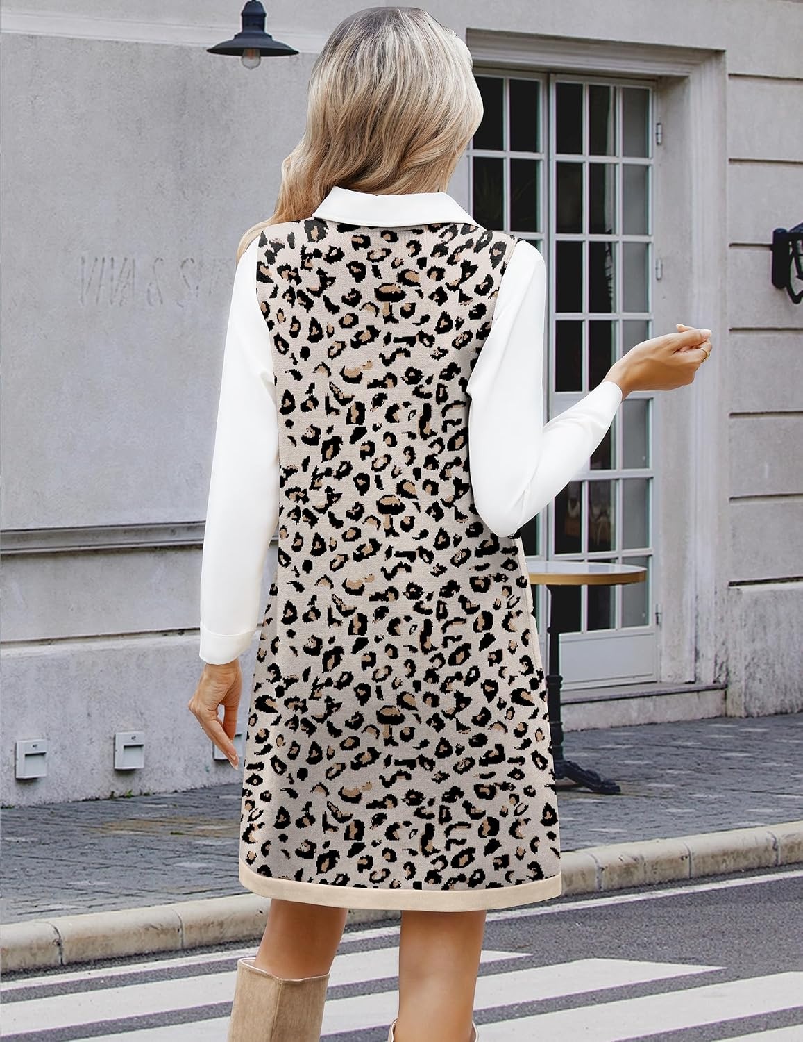 image:imageZeagoo Womens Sweater Vest Dresses for Women 2026 V Neck Sleeveless Knit Pullover Sweater with Pockets Fall Winter OutfitsAn425