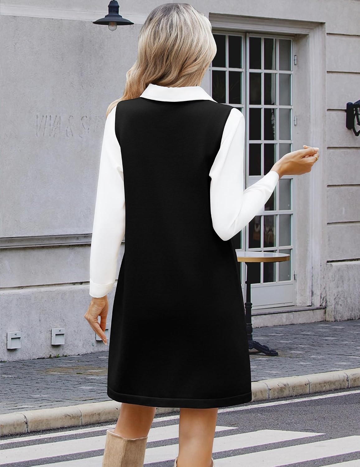 image:imageZeagoo Womens Sweater Vest Dresses for Women 2026 V Neck Sleeveless Knit Pullover Sweater with Pockets Fall Winter OutfitsBlack