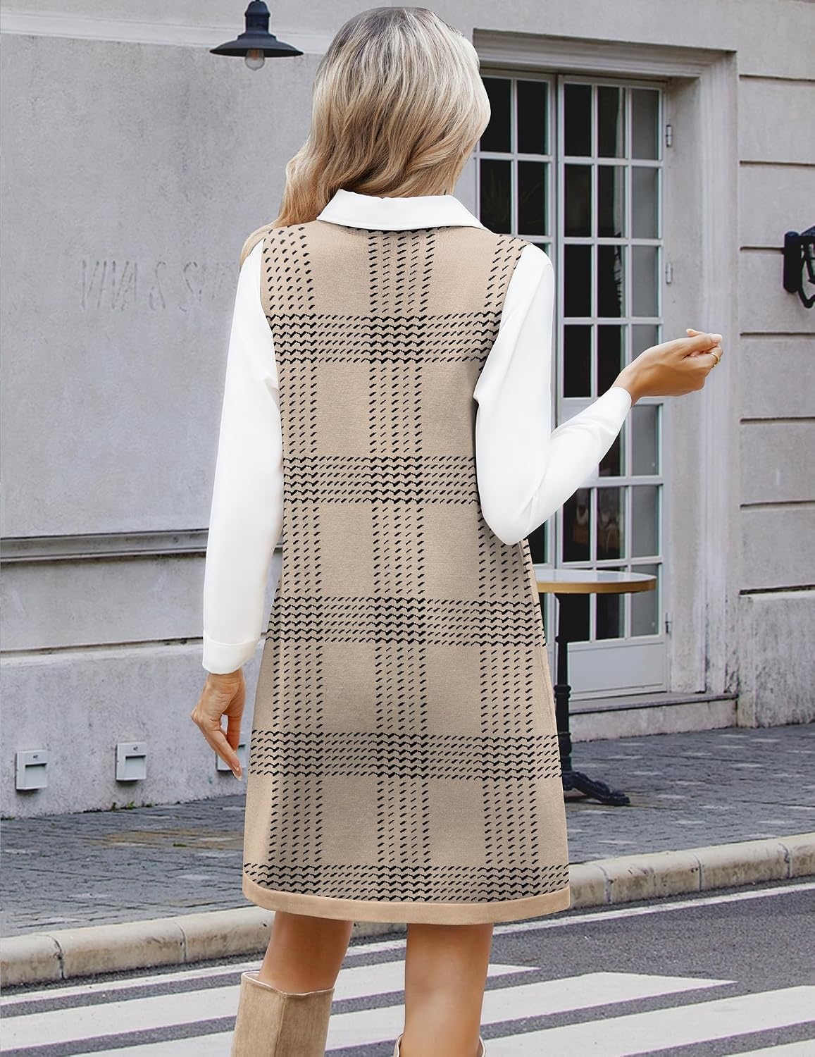 image:imageZeagoo Womens Sweater Vest Dresses for Women 2026 V Neck Sleeveless Knit Pullover Sweater with Pockets Fall Winter OutfitsGw304