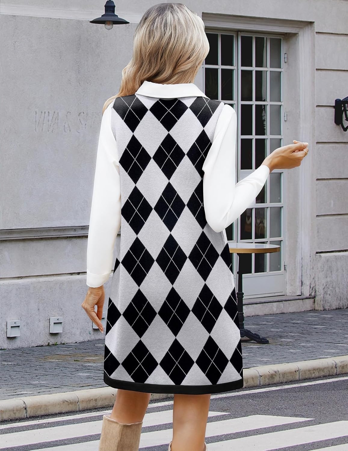 image:imageZeagoo Womens Sweater Vest Dresses for Women 2026 V Neck Sleeveless Knit Pullover Sweater with Pockets Fall Winter OutfitsGz818