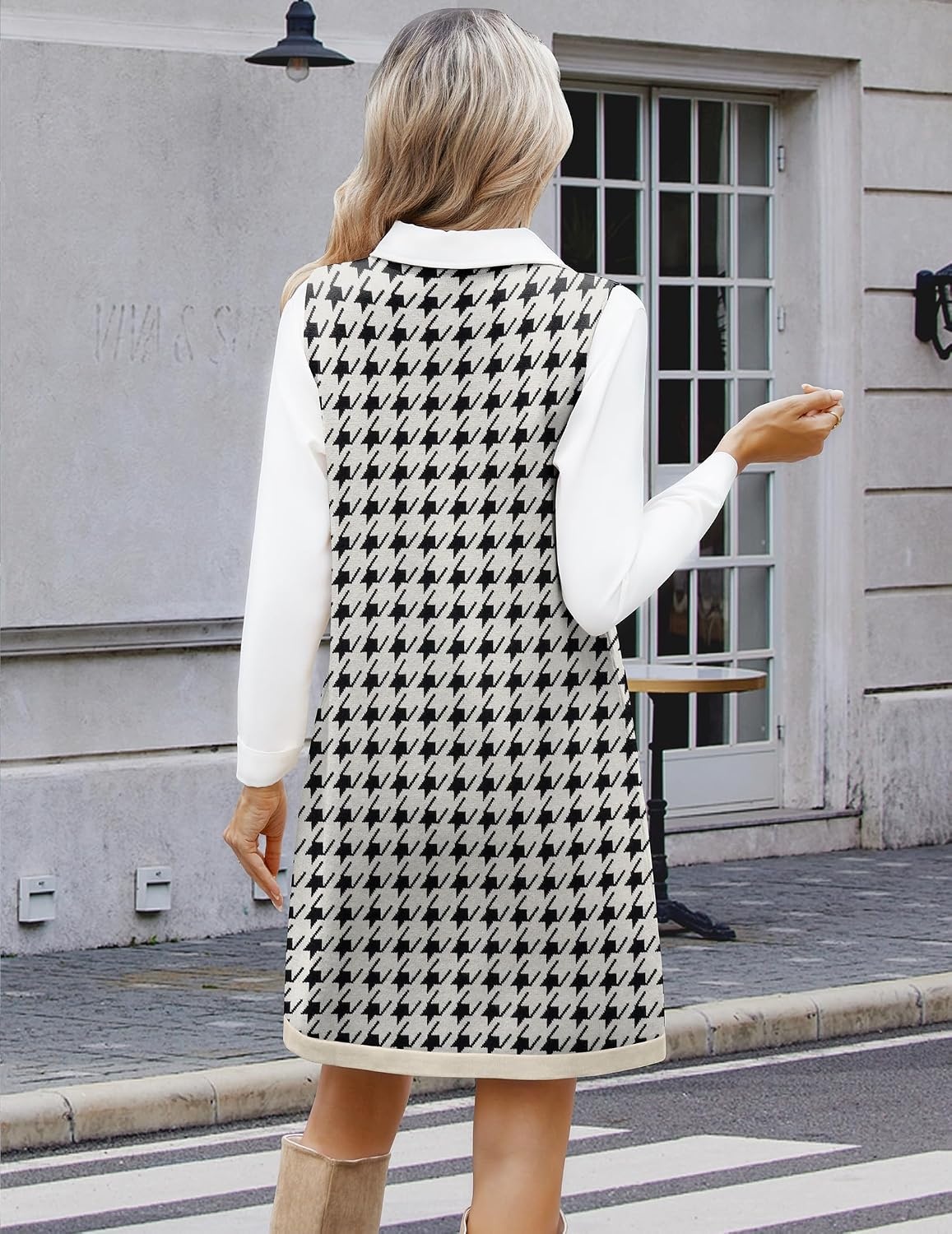 image:imageZeagoo Womens Sweater Vest Dresses for Women 2026 V Neck Sleeveless Knit Pullover Sweater with Pockets Fall Winter OutfitsJh466