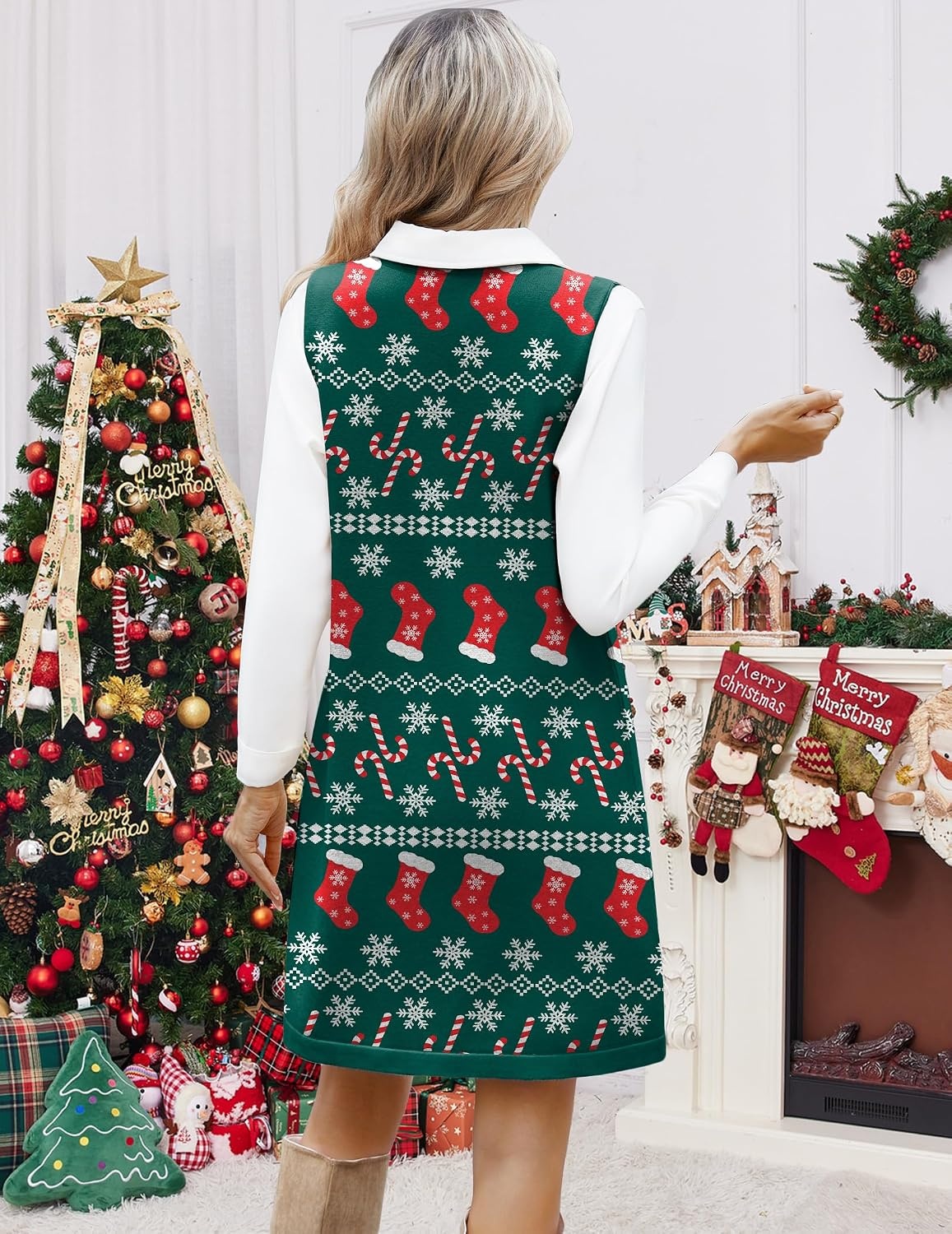 image:imageZeagoo Womens Sweater Vest Dresses for Women 2026 V Neck Sleeveless Knit Pullover Sweater with Pockets Fall Winter OutfitsSd352