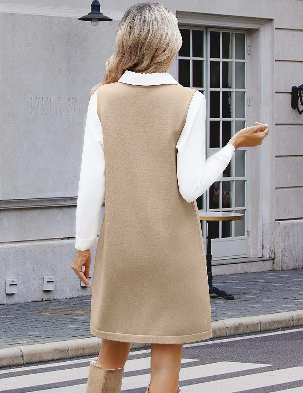 image:imageZeagoo Womens Sweater Vest Dresses for Women 2026 V Neck Sleeveless Knit Pullover Sweater with Pockets Fall Winter OutfitsStb