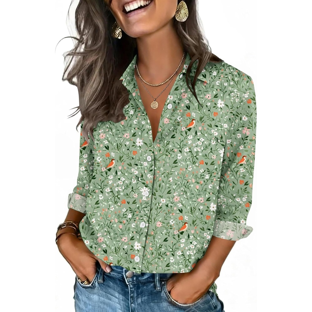 image:imageZeagoo Button Down Shirts for Women 34 Sleeve Tops V Neck Collared Blouses Business Casual OutfitsXh534