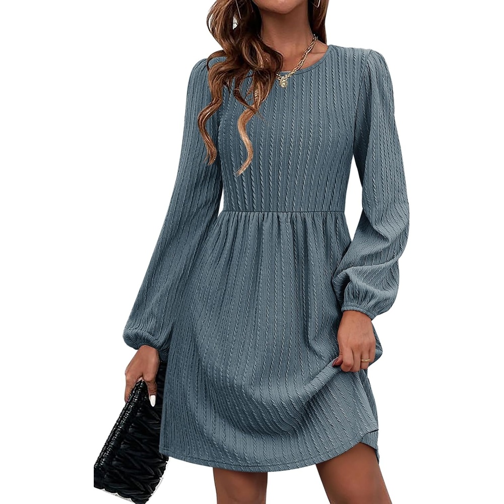 image:imageZeagoo Womens Fall Sweater Dresses with Pockets Crew Neck Long Sleeve ALine Dresses for Women 2025 Casual Winter DressesDark Blue