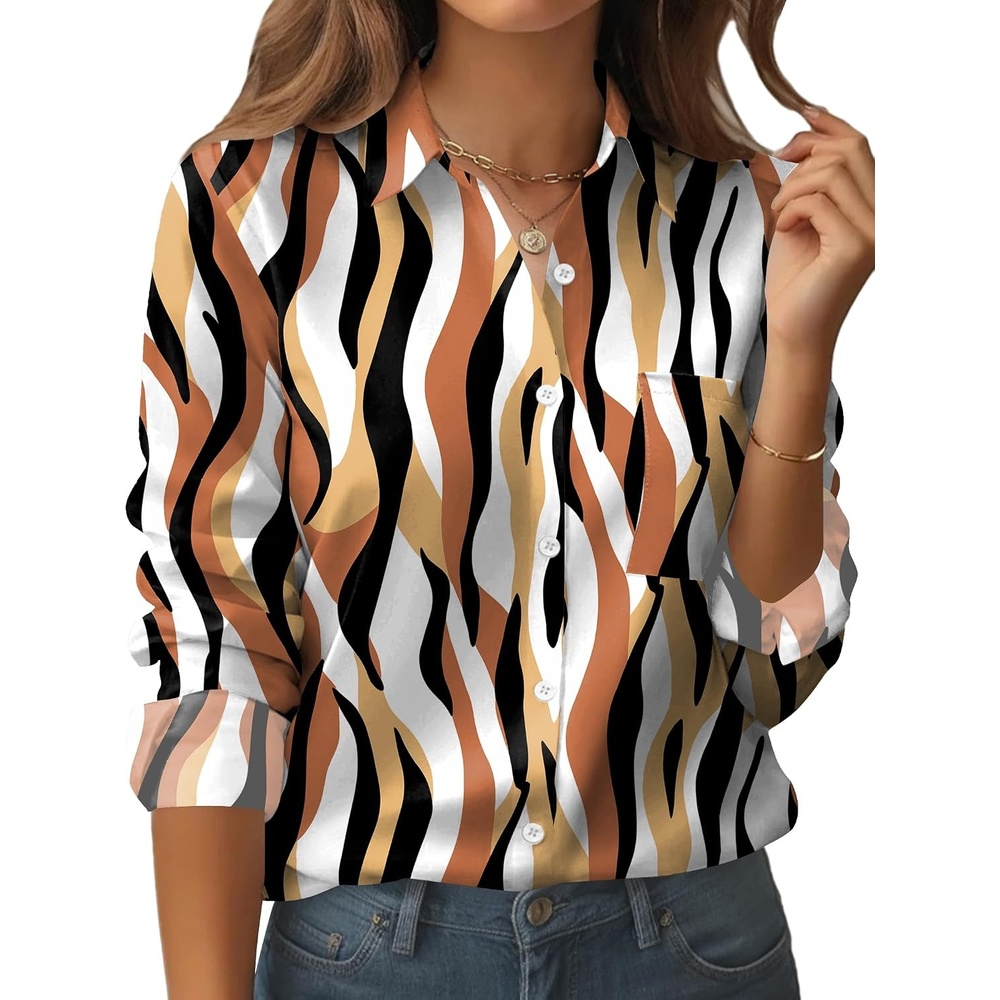 image:imageZeagoo Womens Floral Button Down Shirt Long Sleeve Work Blouse with PocketCx123