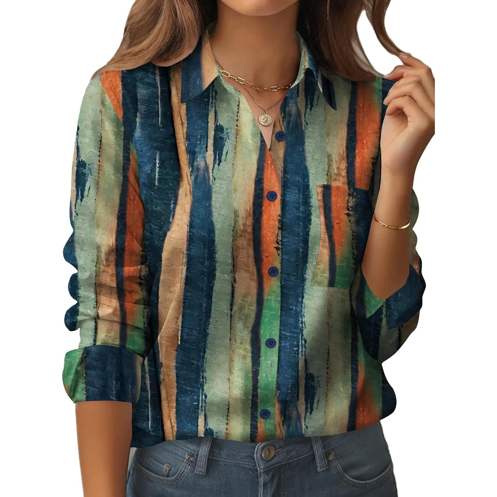 image:imageZeagoo Womens Floral Button Down Shirt Long Sleeve Work Blouse with PocketCx289