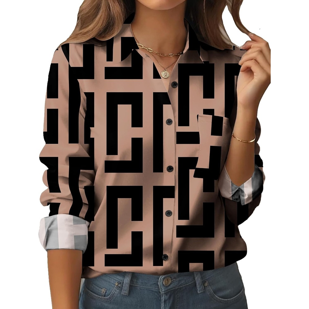 image:imageZeagoo Womens Floral Button Down Shirt Long Sleeve Work Blouse with PocketJh308