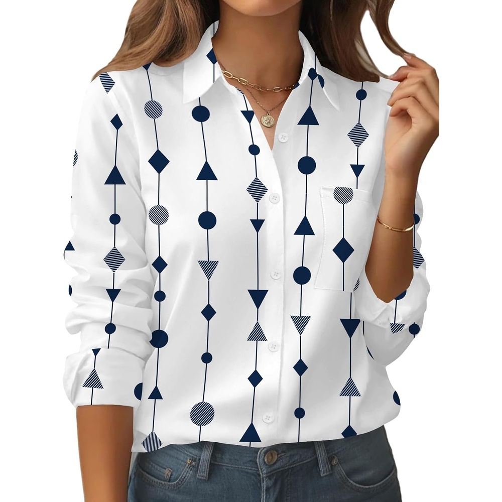 image:imageZeagoo Womens Floral Button Down Shirt Long Sleeve Work Blouse with PocketJh599