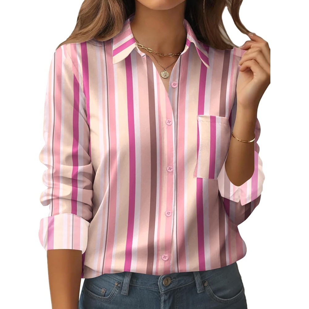 image:imageZeagoo Womens Floral Button Down Shirt Long Sleeve Work Blouse with PocketTz269