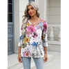Zeagoo 3/4 Length Sleeve Womens Tops Casual V Neck Shirts Soft Basic Tees(Flower-wf50)