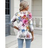 Zeagoo 3/4 Length Sleeve Womens Tops Casual V Neck Shirts Soft Basic Tees(Flower-wf50)