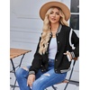 Zeagoo Bomber Jacket Women Varsity Casual Button Down Outfits with Pockets(A01-black)