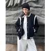 Zeagoo Bomber Jacket Women Varsity Casual Button Down Outfits with Pockets(A01-black)