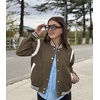 Zeagoo Bomber Jacket Women Varsity Casual Button Down Outfits with Pockets(Army Green)