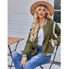 Zeagoo Bomber Jacket Women Varsity Casual Button Down Outfits with Pockets(Army Green)