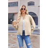 Zeagoo Bomber Jacket Women Varsity Casual Button Down Outfits with Pockets(Champagne)