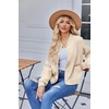 Zeagoo Bomber Jacket Women Varsity Casual Button Down Outfits with Pockets(Champagne)