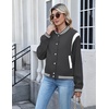 Zeagoo Bomber Jacket Women Varsity Casual Button Down Outfits with Pockets(Dark Grey)