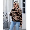 Zeagoo Bomber Jacket Women Varsity Casual Button Down Outfits with Pockets(Geometric)