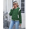 Zeagoo Bomber Jacket Women Varsity Casual Button Down Outfits with Pockets(Green)