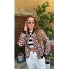 Zeagoo Bomber Jacket Women Varsity Casual Button Down Outfits with Pockets(Leopard)
