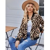 Zeagoo Bomber Jacket Women Varsity Casual Button Down Outfits with Pockets(Leopard)