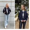 Zeagoo Bomber Jacket Women Varsity Casual Button Down Outfits with Pockets(Navy Blue)