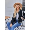 Zeagoo Bomber Jacket Women Varsity Casual Button Down Outfits with Pockets(Navy Blue)