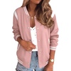 Zeagoo Bomber Jacket Women Varsity Casual Button Down Outfits with Pockets(Pink)