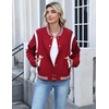 Zeagoo Bomber Jacket Women Varsity Casual Button Down Outfits with Pockets(Red)