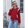 Zeagoo Bomber Jacket Women Varsity Casual Button Down Outfits with Pockets(Red)