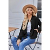 Zeagoo Bomber Jacket Women Varsity Casual Button Down Outfits with Pockets(Solid Black)