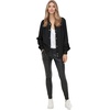 Zeagoo Bomber Jacket Women Varsity Casual Button Down Outfits with Pockets(Solid Black)