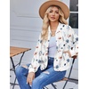 Zeagoo Bomber Jacket Women Varsity Casual Button Down Outfits with Pockets(White Floral Print)