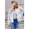 Zeagoo Bomber Jacket Women Varsity Casual Button Down Outfits with Pockets(White Floral Print)