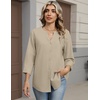 Zeagoo Button Down Shirts for Women 3/4 Sleeve Linen Cotton Top Work Blouse(Apricot)