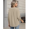 Zeagoo Button Down Shirts for Women 3/4 Sleeve Linen Cotton Top Work Blouse(Apricot)