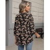 Zeagoo Button Down Shirts for Women 3/4 Sleeve Linen Cotton Top Work Blouse(Black Hawaiian-sf209)