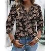 Zeagoo Button Down Shirts for Women 3/4 Sleeve Linen Cotton Top Work Blouse(Black Hawaiian-sf209)