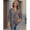 Zeagoo Button Down Shirts for Women 3/4 Sleeve Linen Cotton Top Work Blouse(Boho-mz721)